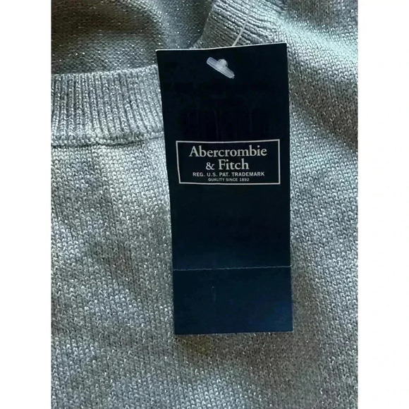 Abercrombie Sparkly Asymmetrical Ruched Mini Sweater Dress Grey Sparkle S/P - Picture 11 of 14